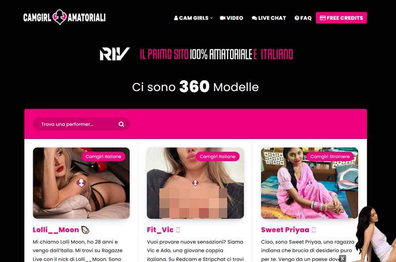 Camgirl Amatoriali è il comparatore delle migliori camgirl italiane 🇮🇹🔥